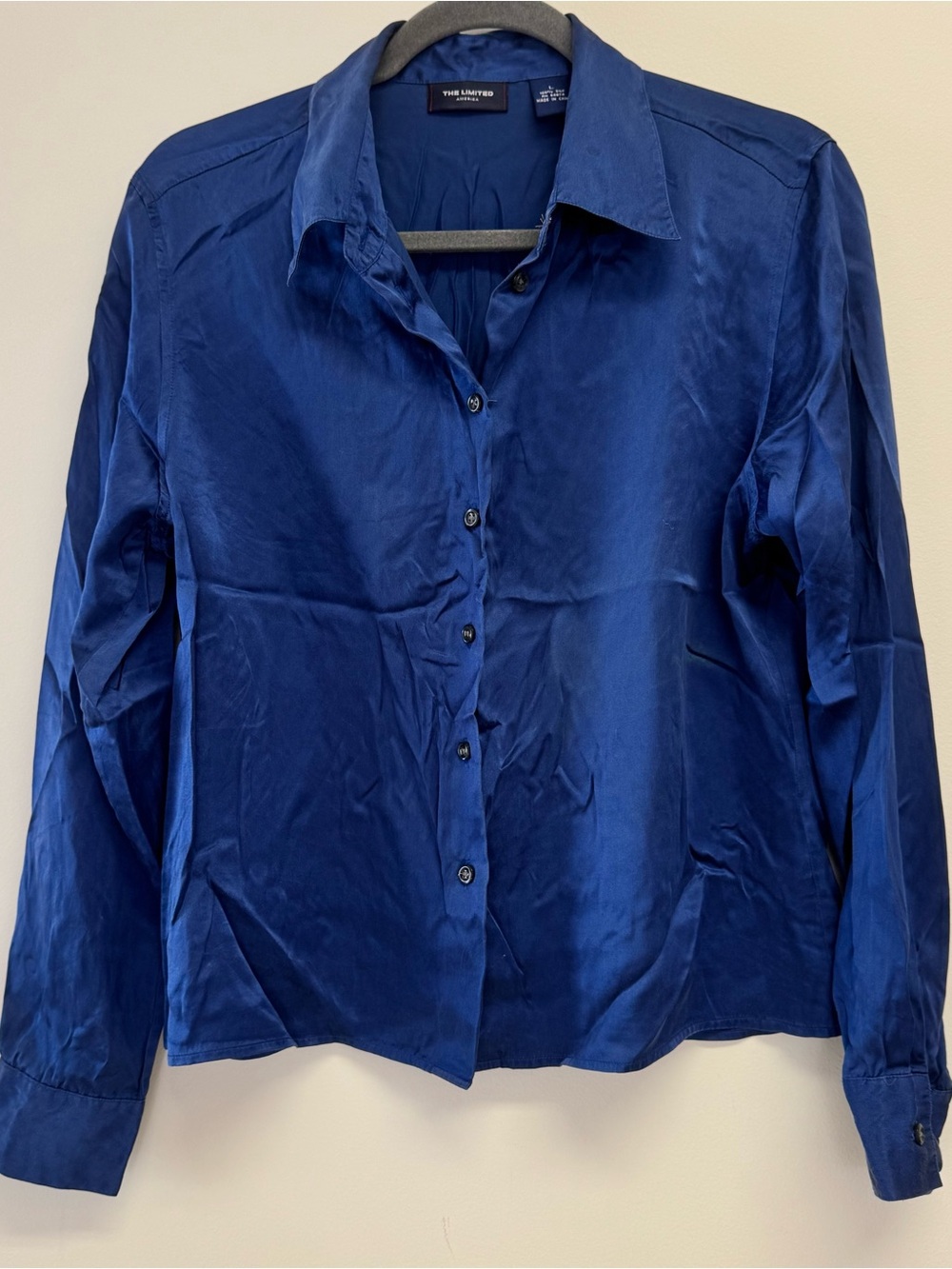 The Limited Blue 100% Silk Button Down Shirt Size L